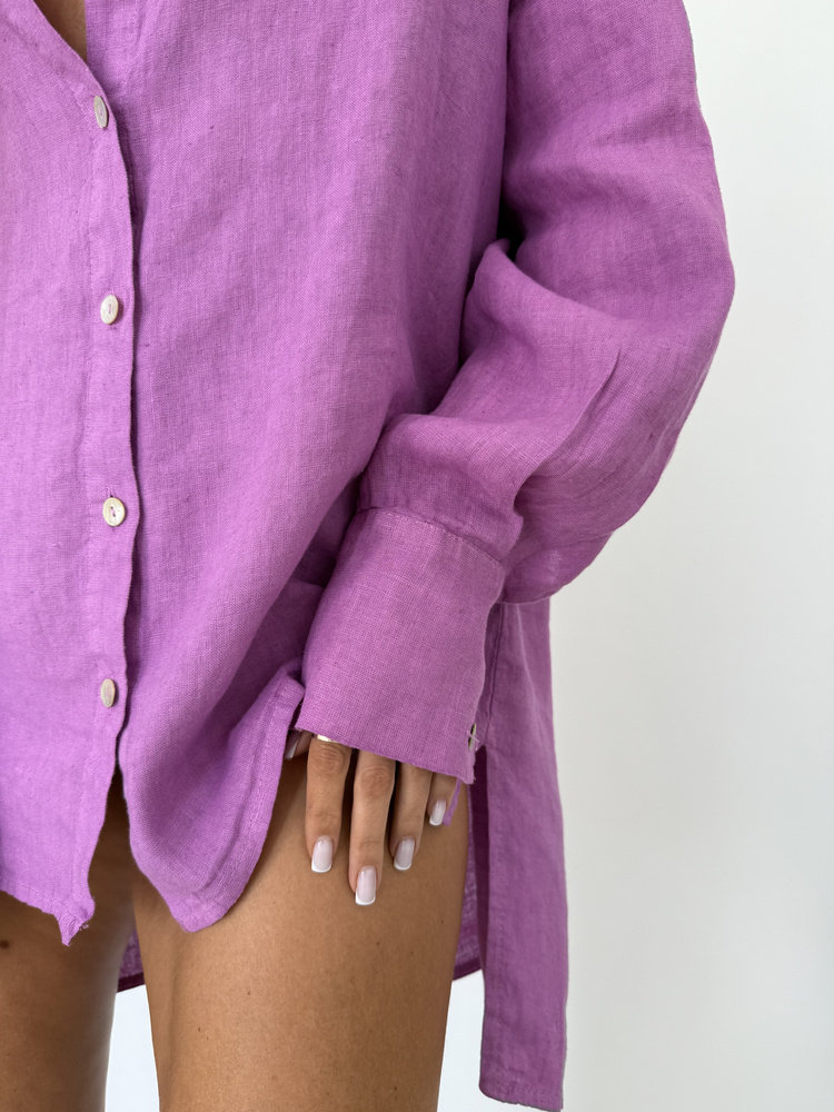 LINEN MAXI SHIRT GRAPE