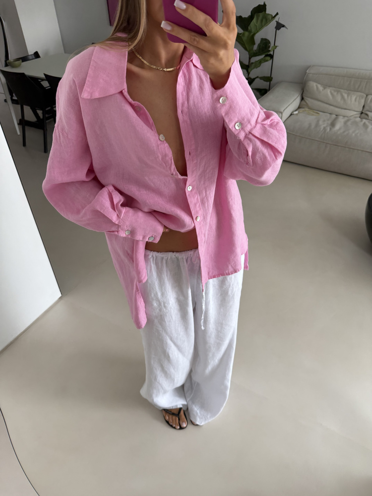 LINEN MAXI SHIRT CANDY