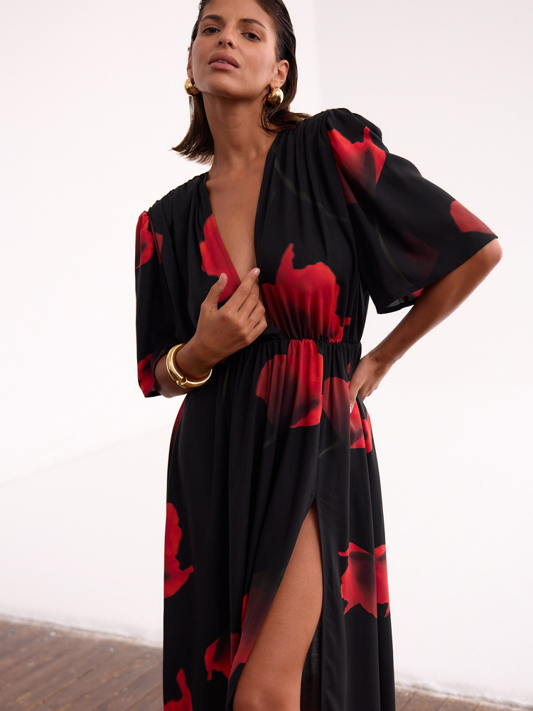 DAHLIA RED POPPY DRESS
